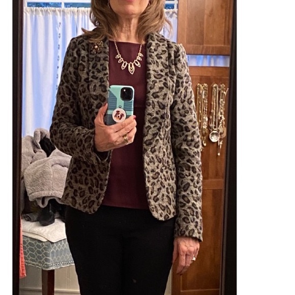 Ann Taylor LOFT Animal Cheetah Print One Button Blazer Jacket-Lined-Size Small - Picture 4 of 11